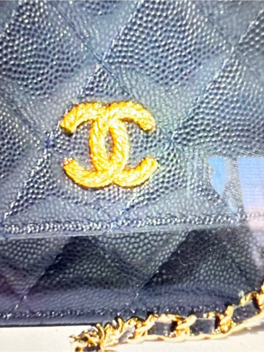 CHANEL Black Quilted Caviar Leather Crossbody with Gold Chain